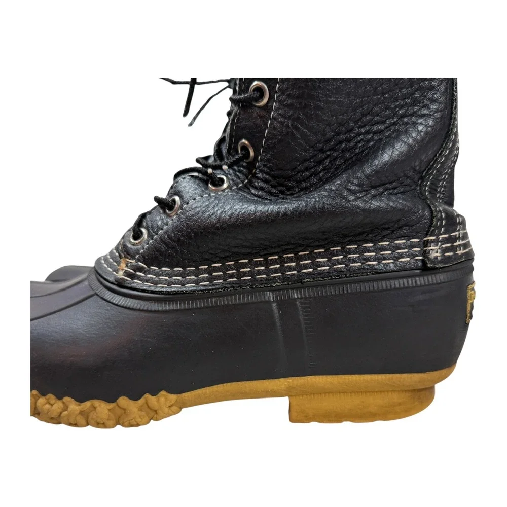 LL Bean Duck Boots Mens 8 EW Black Leather Waterproof Rain Snow Bean Boots